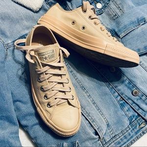 Converse All Star Leather Khaki Low Top Sneakers Women’s Size 7